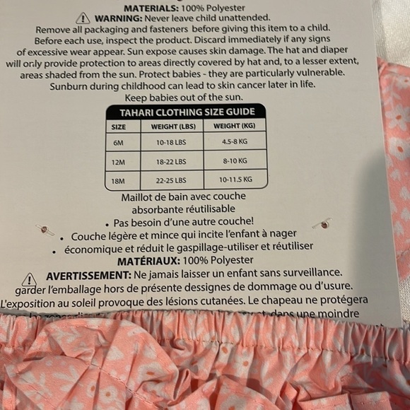 Nwt Tahari swim diaper and hat 18m - Picture 5 of 7